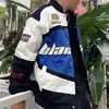 Herrjackor Classic High Street Industry Brodery Jacket Spliced ​​Retro Baseball Coats Par Hip Hop Loose Motorcycle Racing Outwear