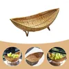 Plates Rattan Fruit Bowl Plastic Trays Serving Table Storage Basket Holder Snack Try Vegetable