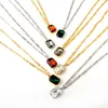 Pendant Necklaces ASON 316L Stainless Steel Retro Colorful Square Crystal For Women Exquisite Link Chain Jewelry CZ Party Gift