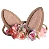 Party Hats Big Ears Headband Super Soft Seamless Nylon For Children Easter Headdress Artificial Flower Handmade Jewelry