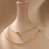 Choker CCGOOD Layered Necklace Thin Double Chain Necklaces Gold 18 K Plated Metal Texture Minimalist Jewelry For Women