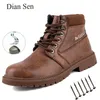 ブーツDiansen Mens Construction Work Waterproof Safety Shoes Steel Toe 2023ファッションカジュアル春秋Comfy 231018