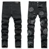 Brand New Mens Patchwork Jeans Patch Distressed Denim Pants Skinny fit Slim stretch Men's Ripped Moto Jean Washed Knee Hole Embroidery size 29-38 Black