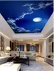 Stile di pittura romantico cielo notturno luna soffitto murale 3D soggiorno camera da letto soffitto carta da parati Papel De Parede