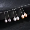 European Vintage Freshwater Pearl S925 Silver Dangle örhängen Kvinnor Brand Earhook Earrings Jewelry for Women Wedding Party Valentine's Day Christmas Gift SPC