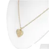 Pendant Necklaces Women Dog Paw Pendant Necklace Heart Shape Fashion Personality Simple Alloy Love Gold Sier Color Link Chain Jewelry Dhtq7