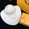 Women Necklace Earring Designer Bracelet Luxurys Jewelry Sets Fashion Daimond Letter Brands F Earrings For Womens Gold Chain Link 2450