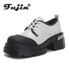 Kleidschuhe Fujin 6,5 m Patent Mikrofaser Plattform Keil Frauen Herbst Chunky Heels Mode Damen Stiefeletten Frühling