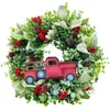 Decorative Flowers Wreath Peony Red Truck Christmas Vintage Berry Autumn At The Front Door Wooden Hanging Light Up Sign