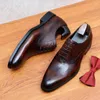Geklede schoenen Hoge kwaliteit Heren Heren Zwart/Koffie Zakelijk Formeel Veterschoenen Kantoor Puntige neus Echt leer