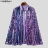 Heren Trenchcoats Mode Heren Mantel Patchwork Glanzende Revers Eén Knop Losse Onregelmatige Poncho's Streetwear 2023 Casual Cape INCERUN