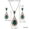 Ensemble de bijoux couleur or pour mariée de dubaï, boucles d'oreilles et collier, strass vert de qualité, à la mode, Drop288f, 2021