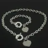 Regalo di Natale Set di braccialetti con collana d'amore in argento 925 Set di gioielli con dichiarazione di nozze Collane con ciondolo a cuore Set di braccialetti 2 in 1305F