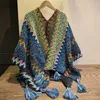 Sjaals Colombia Poncho Voor Vrouwen Tieners Gehaakte Jumper Trui Gebreide Kimono Sjaal Schouder Wrap Winter Bohemian Sjaal