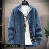 Suéter masculino de lã de inverno com zíper cardigan coreano outono grosso quente artificial casaco de lã masculino jumpers de malha jaqueta fria 231017