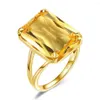 Cluster Rings Real 925 Sterling Silver for Women Citrine Crystal Engagement Finger Ring Gold Plated Anniversary Gift Female JewelR210p