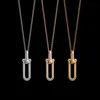 Anhänger Halsketten Titan Stahl 18 Karat Vergoldung HardWear T Buchstabe 2-teilig Lange und kurze U-förmige Frauen Halskette Armband Earr302S