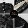 Herrläder Faux Leather 2023 Ny herrskinnjacka Reflekterande cool dragkedja Fleece Warm Coats Windbreaker Motorcykel Biker PU JACKA PLUS SIZEL231018