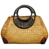 Sacs à bandoulière Femmes Sacs de paille Femme Bambou Tissage d'été et sac Lady andmade Vintage Sac en bois Voyage Knied Totes Bagsstylishhandbagsstore