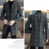 Erkek Yün Karışımları Business Casual 2023 Sonbahar Midlon Trech Coats Outwear Blend Plaid Papat Highstreet Winding Ceket 231017