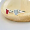 New jewelry light blue peach ring heart 925 Silver Red Enamel love men's and women's same type couple pair index finger338j