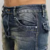 Мужские шорты, летние мужские джинсы в стиле ретро Caro, Vintae Acid Wased, выцветшие джинсы с множеством карманов в стиле милитари, байкерские джинсы для мужчин