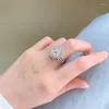 クラスターリングスプリングQIAOER LUXURY 925 STERLING SILVER 7 10mm Pear Cut Lab Sapphire High Carbon Diamond Gemstone Engagement Ring