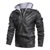 Мужские куртки осень-зима ветровка мужская кожаная куртка теплое пальто из искусственной кожи байкерское пальто с капюшоном модная повседневная мужская одежда 231017