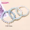 Strand haute qualité dégradé naturel couleur aigue-marine pierre Bracelet fait à la main élasticité bijoux lisse forme ronde perles 18 cm Sk471