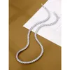 European American Hip Hop Iced Out Zircon Silver Necklace Jewelry Fashion 4mm Single Row Diamond Tennis Chain Halsband för män