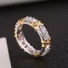 Band Rings New Luxury Shiny Zircon Cross Tiffa T-home Women's Fashion Simple Ring Handwear M4ps