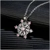 Cristal flocon de neige pendentif colliers bijoux dame femmes plaqué or blanc diamant flocon de neige avec chaîne à maillons hiver W Dhkvp