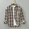 Men's Casual Shirts Classic Fit Flannel Plaid Button Down Shirt Cotton With Single Pocket Long Sleeve Preppy Overshirt