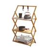 Camp Furniture Outdoor Rack Camping Foldable Multi-layer Portable Installation-free Bamboo Storage Rack Multifunctional Folding Table With Bag 231018