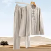 Survêtements pour hommes 2023 Automne Coton Lin Tang Costume Moyen-âge Personnes âgées Vêtements pour hommes à manches longues Papas Style chinois pour hommes