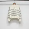 Women's Sweaters 2023 Autumn/Winter Women Vintage Versatile Half Open Neck Stripe Loose Knit