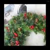 Decorative Flowers Christmas Wreath Pine Needle Red Fruit Window Arrangement Front Door Hanging 30cm