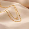 Choker CCGOOD Layered Necklace Thin Double Chain Necklaces Gold 18 K Plated Metal Texture Minimalist Jewelry For Women