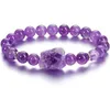 Reiki-Heilstein-Strang-Armband, unregelmäßiger roher Amethyst, Druzy-Charms, schwarz-weiße Perlen, elastischer Energie-Armreif für Damen und Herren