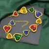 Колье-чокер, модное разноцветное ожерелье с кристаллами и драгоценными камнями в форме сердца для женщин и девочек, супер милые яркие цвета, клубничный воротник, ювелирные аксессуары