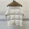 Womens Down Parkas Winter Coat Outerwear Mink Fur Collar White Goose Jacket Silk Fabric Genuine Leather Buckle Short 231018