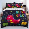 Bettwäsche-Sets Cartoon Dinosaurier Space Cute Dino Kinder Geschenk Tröster Set Bettbezug Bett Quilt Kissenbezug König Königin Größe 231017