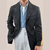Herrdräkter högkvalitativa mocka jaktjacka för män affärer mångsidig senior lyx italiensk kappa lapel topp manlig dike