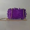 Kvällspåsar pärla lila pärlor stor boll lås varumärke design handgjorda akrylpåse lyx party prom clutch purse söta lady handväskor 231017