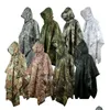 Raincoats Raincoats Camouflage Folding Raincoat For Hiking Portable Tactics Poncho Men Waterproof Tourism Packable Rain Jack Dhgarden Dhng0