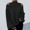 Women's Blouses Women Fall Spring Top Hollow Out Off Shoulder Lady Elastic Blouse Rhombus Texture Long Sleeve Soft Casual