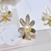 22091108 Diamondbox -Jewelry brooch pin gold 7-8mm akoya mother of pearl wild flower 18k rose gold plated pendant charm gift idea 232n