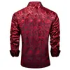 Camisas de vestido masculinas Red Silk Homens Manga Longa Camisa Social de Luxo Blusa Designer Night Bar Prom Festa de Casamento Roupas Atacado