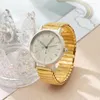 Wristwatches Fashion Simple Numbers Women's Quartz Watch Casual Stainless Steel Stretch Buckleless Strap Lady Gift Clock