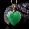 Collana con cuore di giada Ciondolo in pietra 925 Argento naturale Collane con ciondolo Moda Accessori di gioielli di lusso verde Uomo Vera giadeite273q